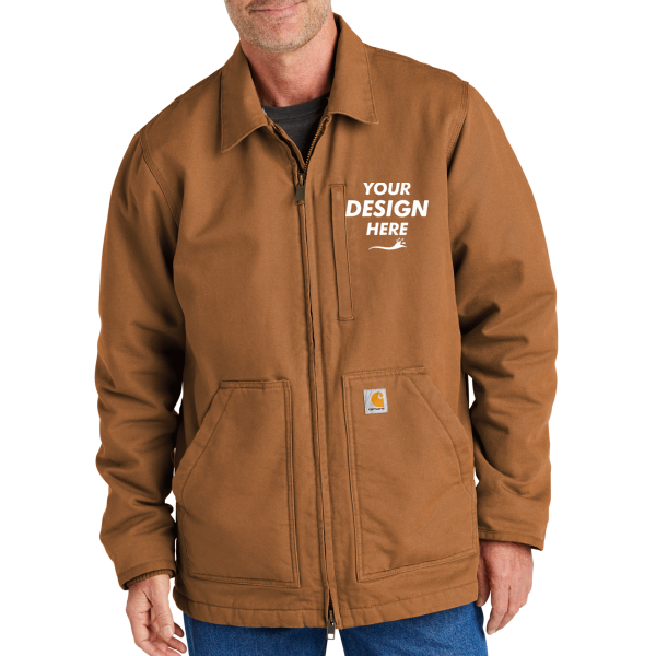 Carhartt Tall Sherpa Lined Coat, Carhartt Brown, Front view, Mockup
