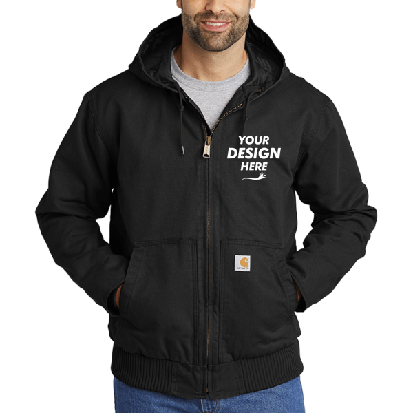 Carhartt Tall Washed Duck Active Jac, Black, Front view, Mockup