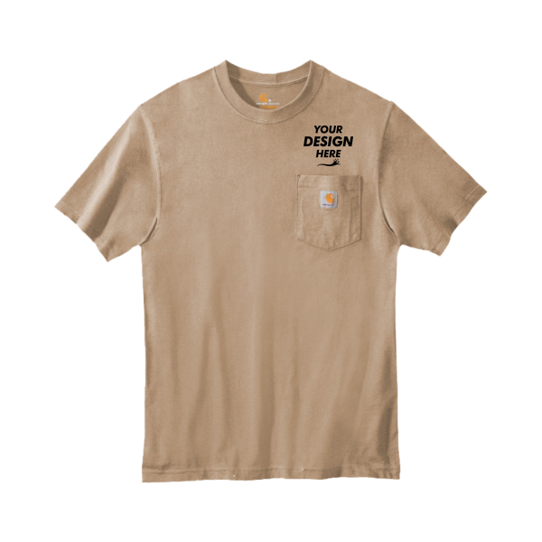 Carhartt Tall Workwear Pocket Short Sleeve T Shirt, Desert, Front view, Mockup