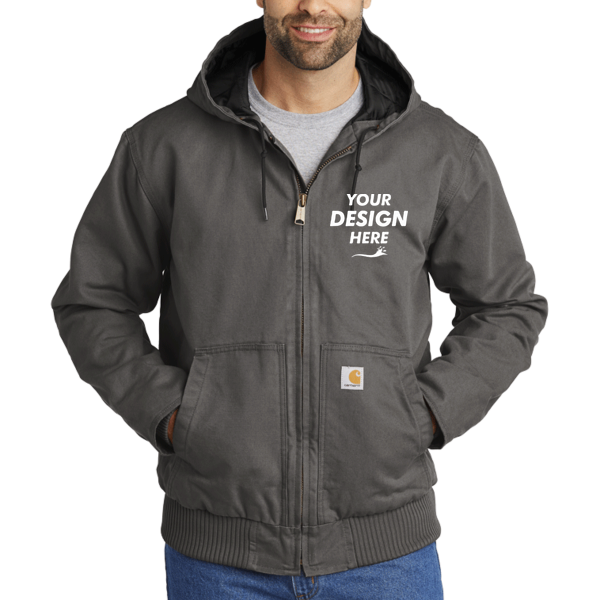 Carhartt Washed Duck Active Jac, Gravel, Front view, Mockup
