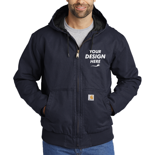 Carhartt Washed Duck Active Jac, Navy, Front view, Mockup