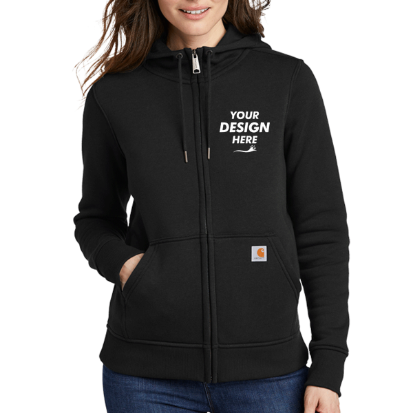 Carhartt Women's Clarksburg Full Zip Hoodie, Black, Front view, Mockup