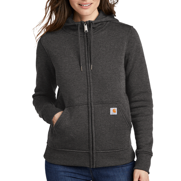 Carhartt Women's Clarksburg Full Zip Hoodie, Carbon Heather, Front view