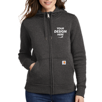 Carhartt Women's Clarksburg Full Zip Hoodie, Carbon Heather, Front view, Mockup