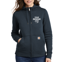 Carhartt Women's Clarksburg Full Zip Hoodie, Navy, Front view, Mockup