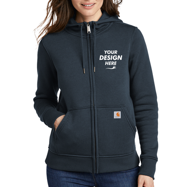 Carhartt Women's Clarksburg Full Zip Hoodie, Navy, Front view, Mockup