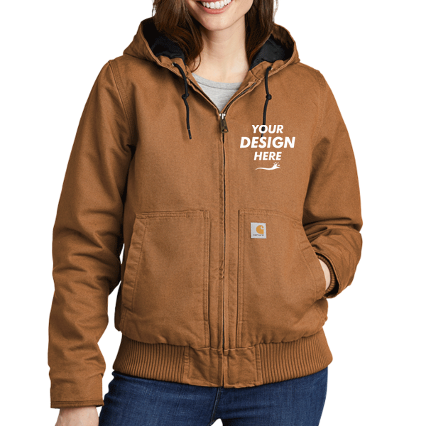 Carhartt Women's Washed Duck Active Jac, Carhartt Brown, Front view, Mockup