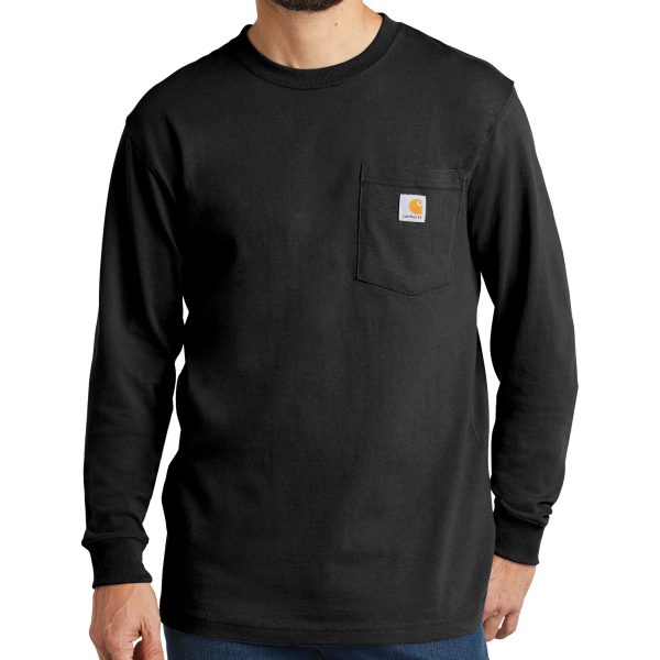 Carhartt Workwear Pocket Long Sleeve T Shirt, Black, Front view