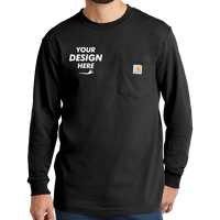 Carhartt Workwear Pocket Long Sleeve T Shirt, Black, Front view, Mockup