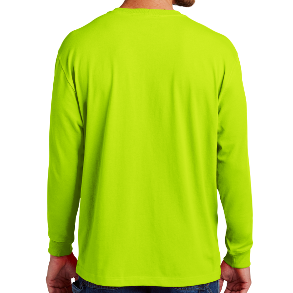 Carhartt Workwear Pocket Long Sleeve T Shirt, Brite Lime, Back view