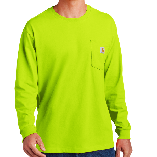 Carhartt Workwear Pocket Long Sleeve T Shirt, Brite Lime, Front view