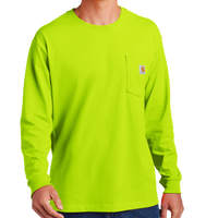 Carhartt Workwear Pocket Long Sleeve T Shirt, Brite Lime, Front view
