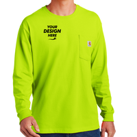 Carhartt Workwear Pocket Long Sleeve T Shirt, Brite Lime, Front view, Mockup