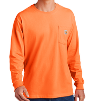 Carhartt Workwear Pocket Long Sleeve T Shirt, Brite Orange, Front view