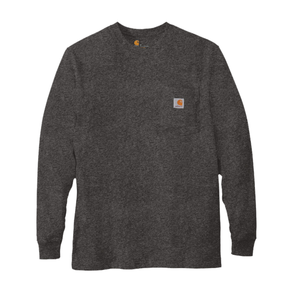 Carhartt Workwear Pocket Long Sleeve T Shirt, Carbon Heather, Front view