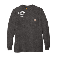 Carhartt Workwear Pocket Long Sleeve T Shirt, Carbon Heather, Front view, Mockup