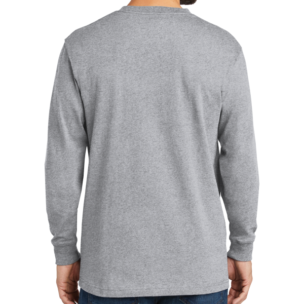 Carhartt Workwear Pocket Long Sleeve T Shirt, Heather Grey, Back view