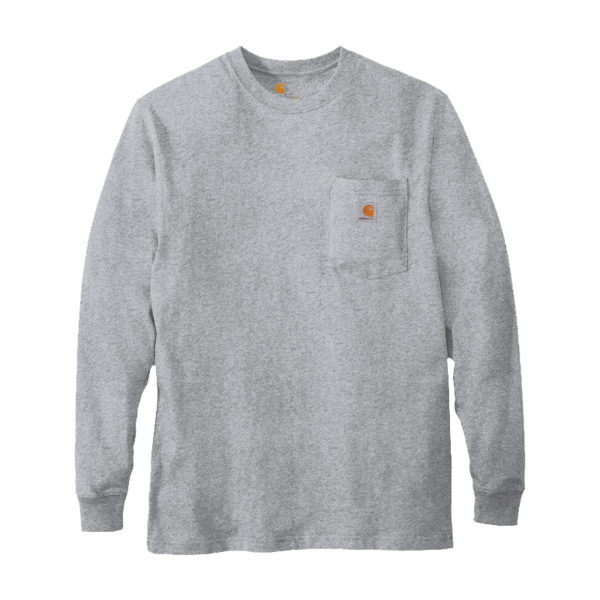 Carhartt Workwear Pocket Long Sleeve T Shirt, Heather Grey, Front view