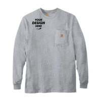 Carhartt Workwear Pocket Long Sleeve T Shirt, Heather Grey, Front view, Mockup