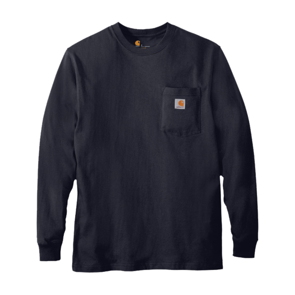 Carhartt Workwear Pocket Long Sleeve T Shirt, Navy, Front view