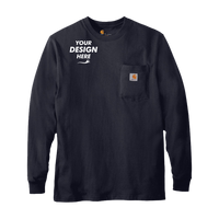 Carhartt Workwear Pocket Long Sleeve T Shirt, Navy, Front view, Mockup