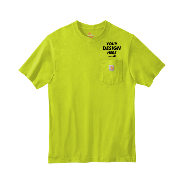 Carhartt Workwear Pocket Short Sleeve T Shirt, Brite Lime, Front view, Mockup