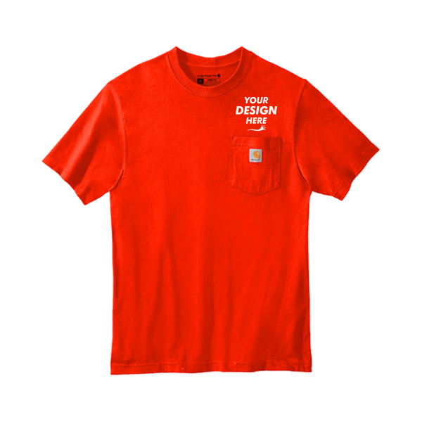Carhartt Workwear Pocket Short Sleeve T Shirt, Brite Orange, Front view, Mockup
