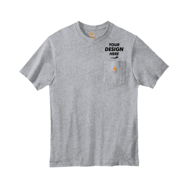 Carhartt Workwear Pocket Short Sleeve T Shirt, Heather Grey, Front view, Mockup