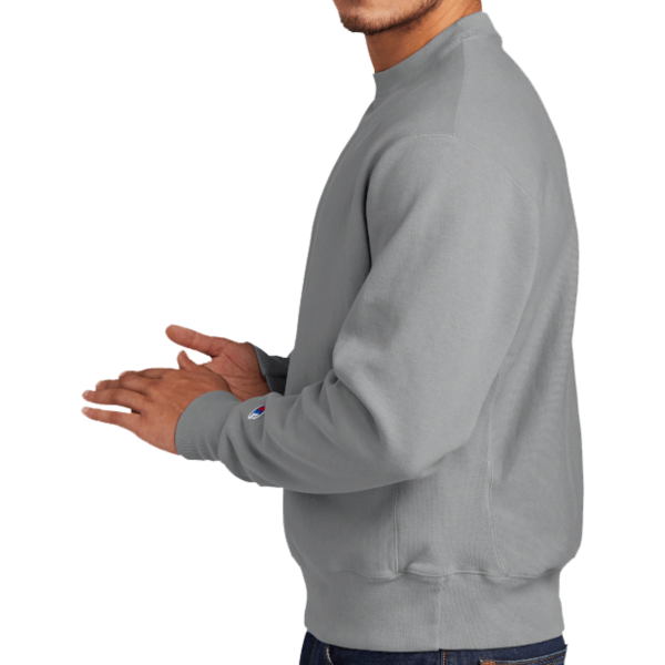 Champion Reverse Weave ® Garment Dyed Crewneck Sweatshirt, Concrete, Left Sleeve view