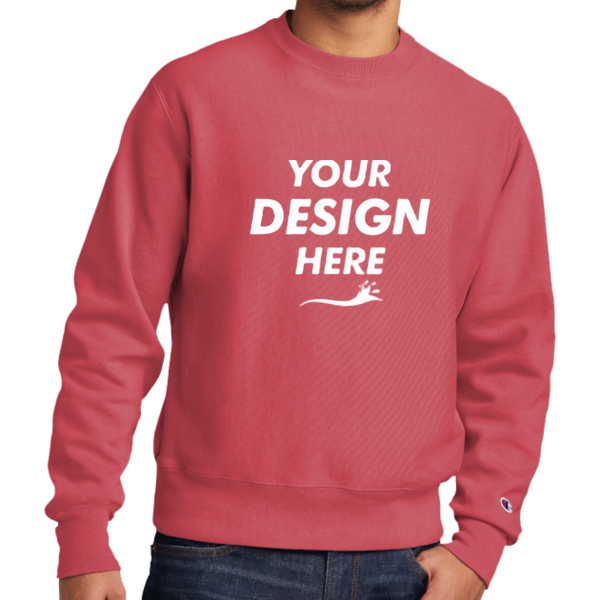 Champion Reverse Weave ® Garment Dyed Crewneck Sweatshirt, Crimson, Front view, Mockup