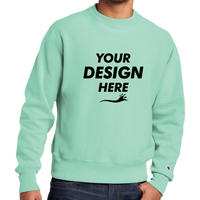 Champion Reverse Weave ® Garment Dyed Crewneck Sweatshirt, Pale Seafoam, Front view, Mockup