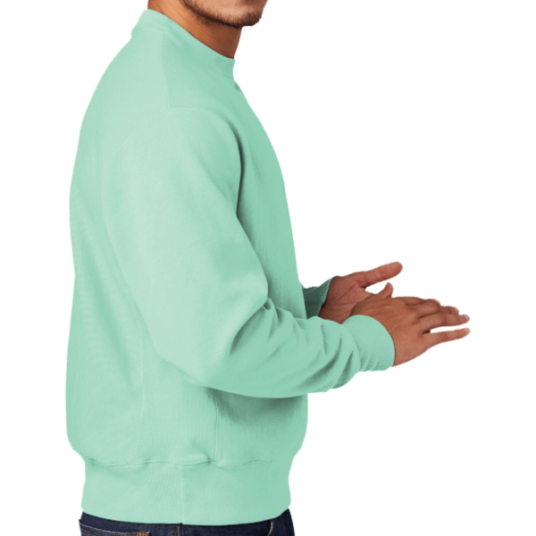Champion Reverse Weave ® Garment Dyed Crewneck Sweatshirt, Pale Seafoam, Right Sleeve view