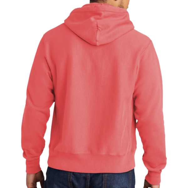 Champion Reverse Weave ® Garment Dyed Hooded Sweatshirt, Coral Craze, Back view