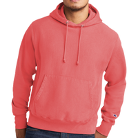 Champion Reverse Weave ® Garment Dyed Hooded Sweatshirt, Coral Craze, Front view