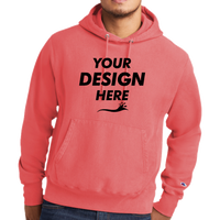 Champion Reverse Weave ® Garment Dyed Hooded Sweatshirt, Coral Craze, Front view, Mockup