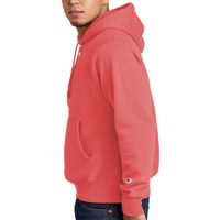 Champion Reverse Weave ® Garment Dyed Hooded Sweatshirt, Coral Craze, Left Sleeve view