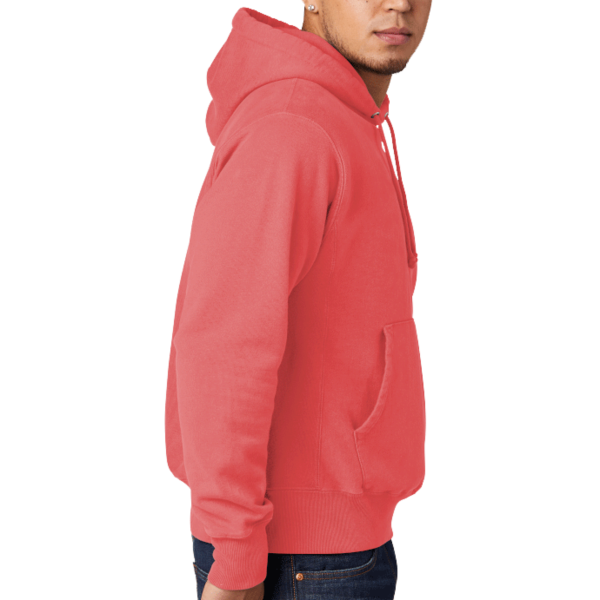 Champion Reverse Weave ® Garment Dyed Hooded Sweatshirt, Coral Craze, Right Sleeve view