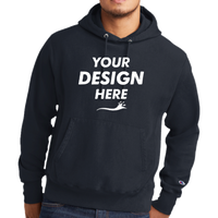 Champion Reverse Weave ® Garment Dyed Hooded Sweatshirt, Navy, Front view, Mockup