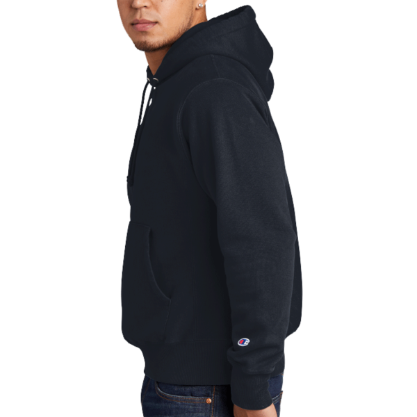 Champion Reverse Weave ® Garment Dyed Hooded Sweatshirt, Navy, Left Sleeve view