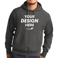 Champion Reverse Weave ® Garment Dyed Hooded Sweatshirt, New Railroad, Front view, Mockup