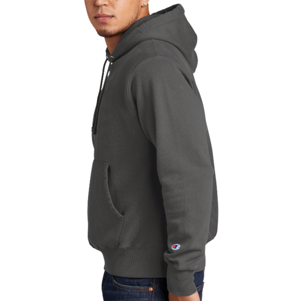 Champion Reverse Weave ® Garment Dyed Hooded Sweatshirt, New Railroad, Left Sleeve view