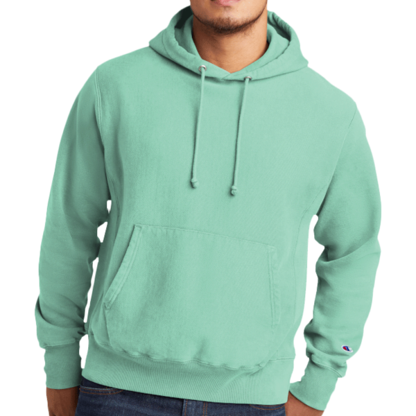 Champion Reverse Weave ® Garment Dyed Hooded Sweatshirt, Pale Seafoam, Front view