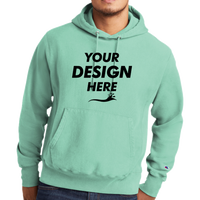 Champion Reverse Weave ® Garment Dyed Hooded Sweatshirt, Pale Seafoam, Front view, Mockup
