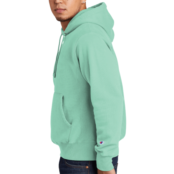 Champion Reverse Weave ® Garment Dyed Hooded Sweatshirt, Pale Seafoam, Left Sleeve view