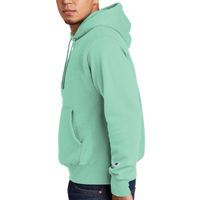Champion Reverse Weave ® Garment Dyed Hooded Sweatshirt, Pale Seafoam, Left Sleeve view