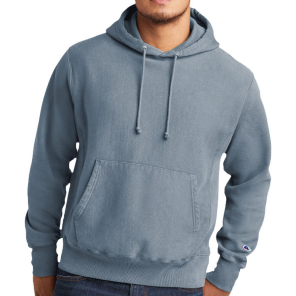 Champion Reverse Weave ® Garment Dyed Hooded Sweatshirt, Saltwater, Front view