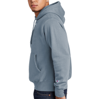 Champion Reverse Weave ® Garment Dyed Hooded Sweatshirt, Saltwater, Left Sleeve view