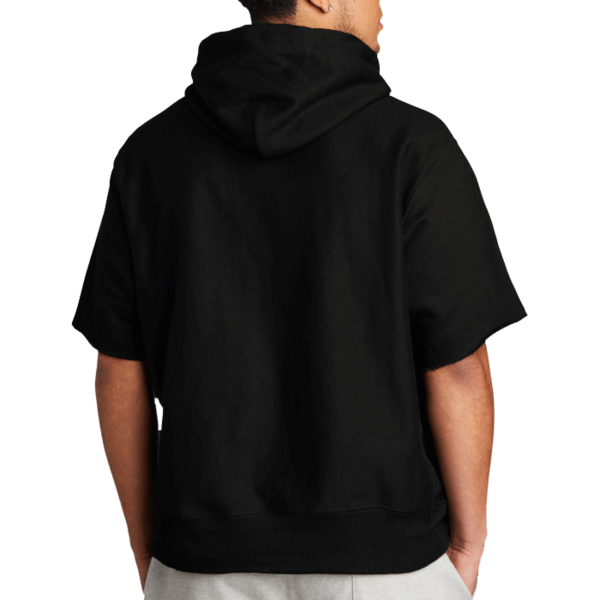 Champion Reverse Weave ® Short Sleeve Hooded Sweatshirt, Black, Back view