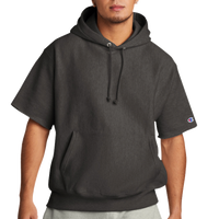 Champion Reverse Weave ® Short Sleeve Hooded Sweatshirt, Charcoal Heather, Front view