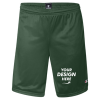 Champion Unisex 9" Mesh Shorts with Pockets, Athletic Dark Green, Front view, Mockup